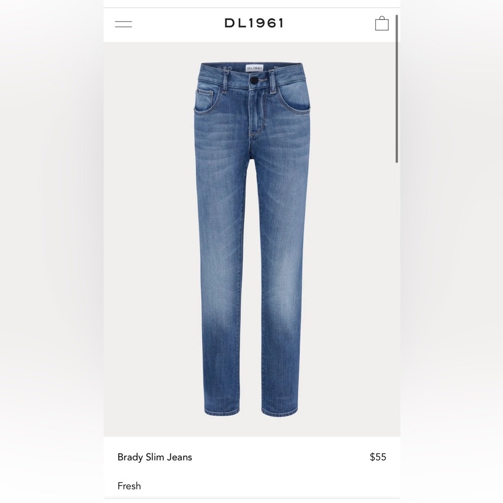EUC-  DL1961 Denim Brady Slim Blue Jeans. Girls size 12. Skinny stretch fit
